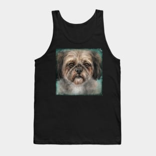 Painting of a Brown and White Shih Tzu Dog Tank Top